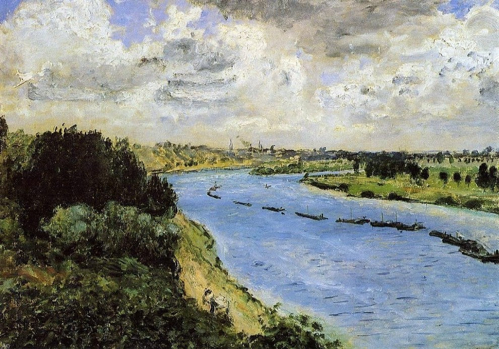 Pierre Auguste Renoir Barges on the Seine Wall Decal