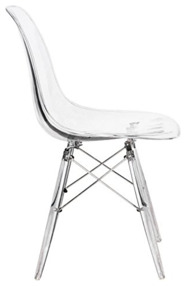 LeisureMod Dover Molded Side Chair With Acrylic Base, Set of 2