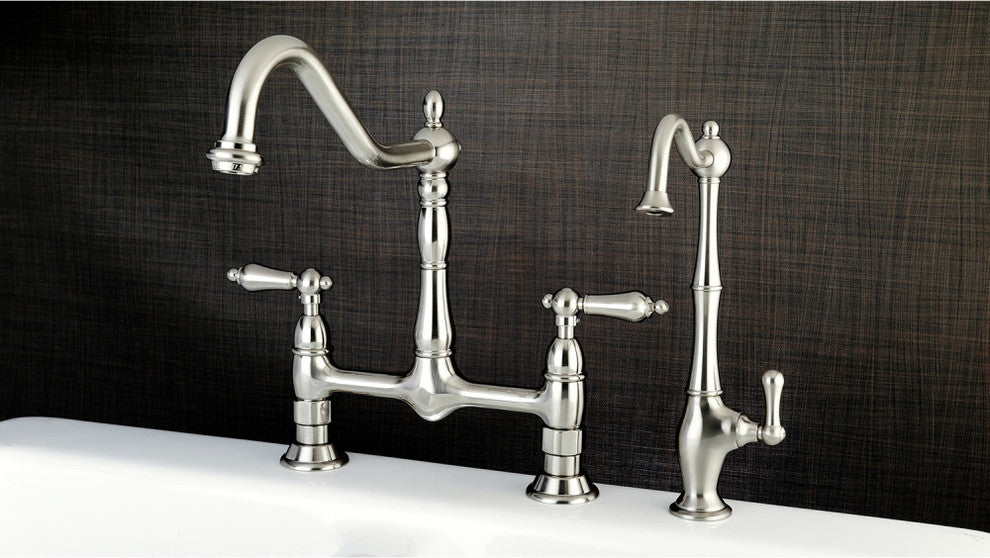 Kingston Brass Bridge Kitchen Faucet, Brushed Nickel