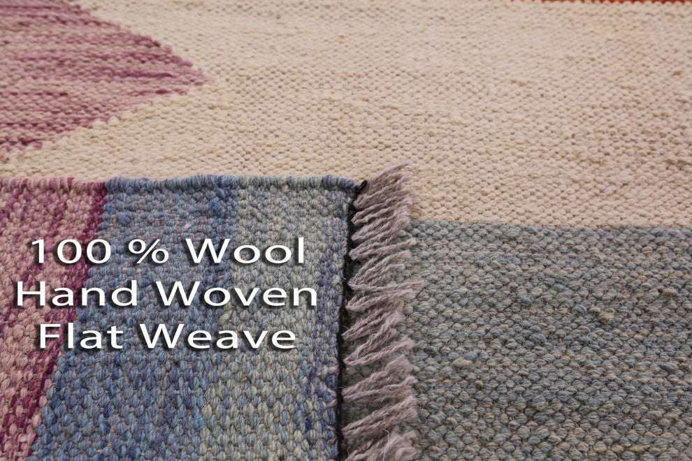 9' 4" X 11' 11" Wool On Wool Kilim Flat Weave Rug - Q12589