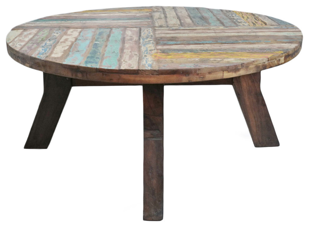 Reclaimed Round Boat Wood Coffee Table 1