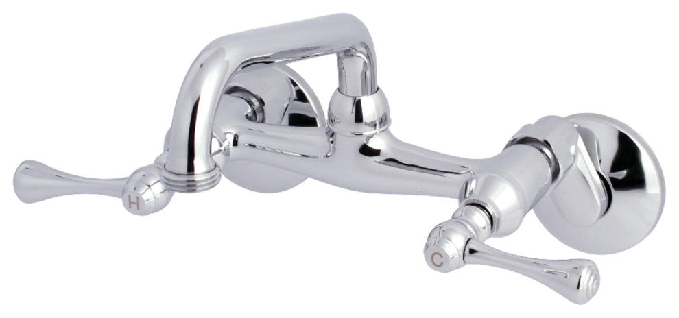 Kingston Brass 2-Handle Wall Mount Laundry Faucet, Polished Chrome