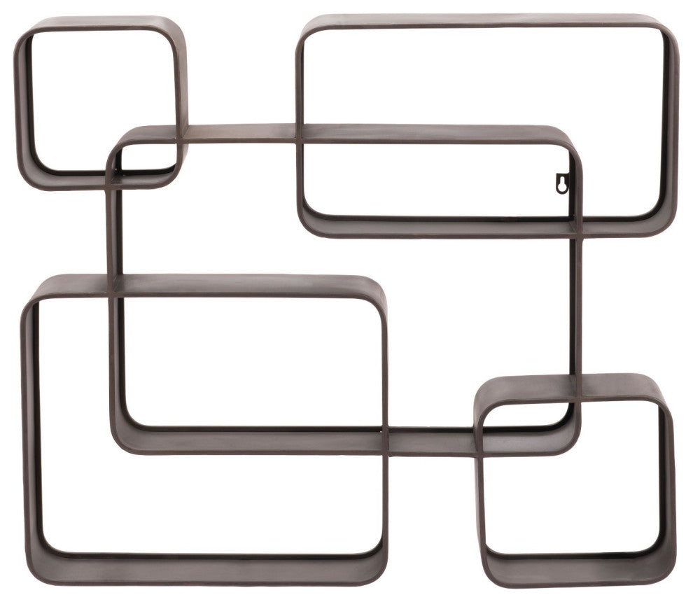 Bookcase Wall Shelf Rack, Steel Metal, Antique Gray, Lounge Hospitality