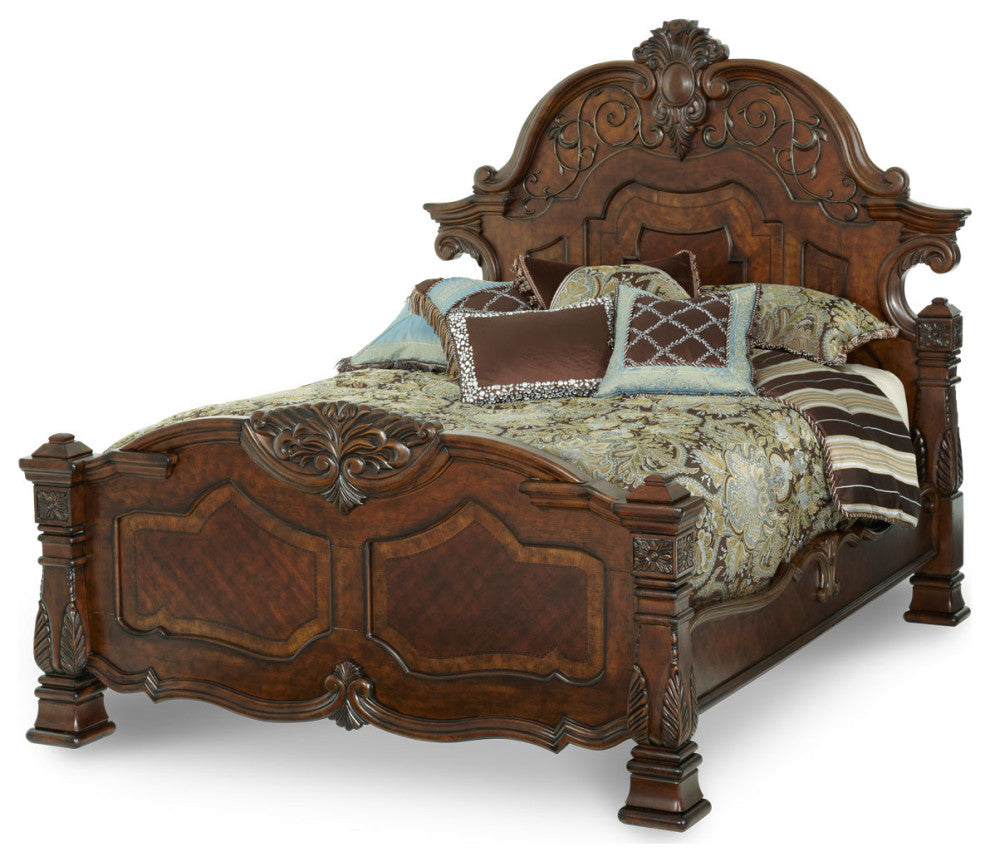 Windsor Court Mansion Bed, Vintage Fruitwood, Cal King