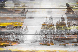 "Tree Snow" Painting Print on White Wood