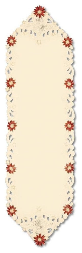 Noel Glow Decorative Embroidered Floral Christmas Table Runner 15" x 52"
