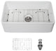 White Ceramic 30 in. Single Bowl Farmhouse Apron Kitchen Sink with Bottom Grid