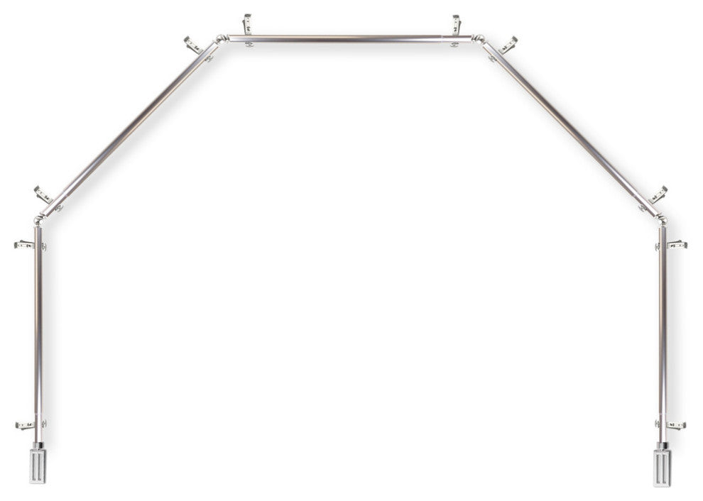 Mabel 13/16" 5-Sided Bay Window Curtain Rod, Satin Nickel