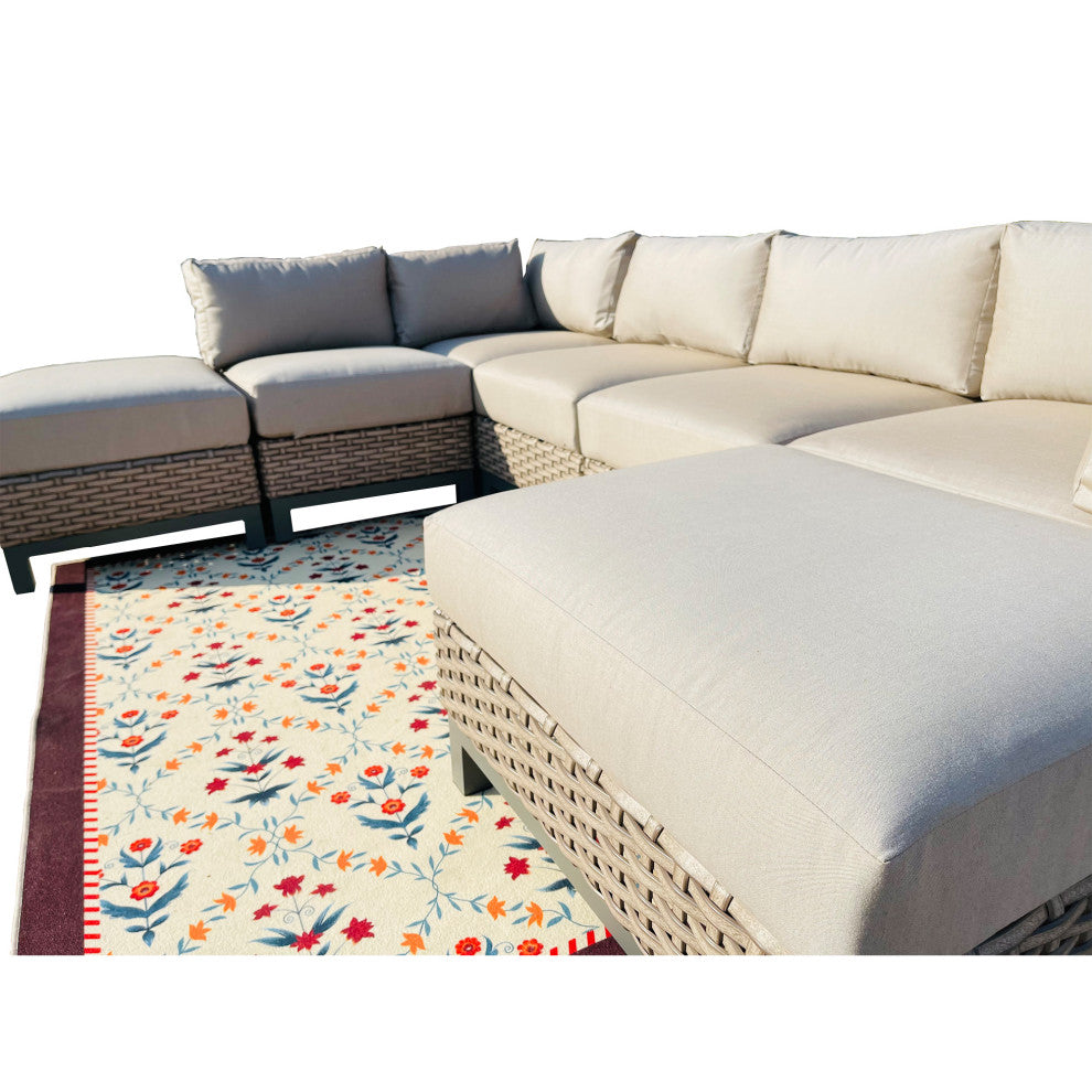 Delta 7-Piece Wicker Outdoor Sectional with Cushions, Cast Ash Acrylic
