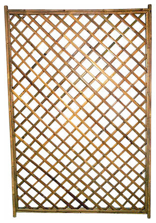 Framed Bamboo Lattice Panel, Diamond Opening Pattern