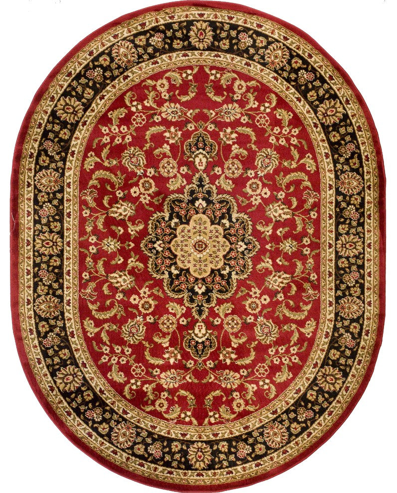 Well Woven Barclay Medallion Kashan Area Rug, Red, 7'10''x9'10'' Oval