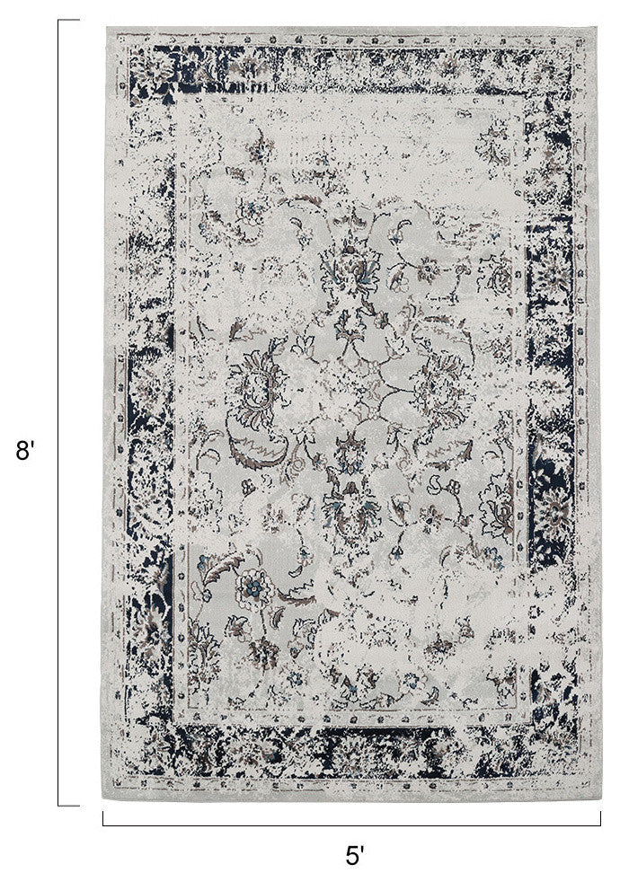 LNC Polyester Rugs Traditional Vintage Distressed Area Rug, 5' X 8'