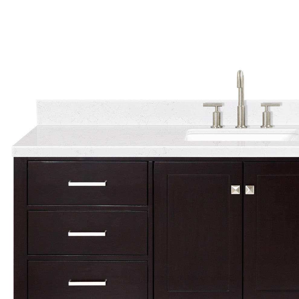 Ariel Cambridge 66" Single Rectangle Sink Vanity, Carrara Quartz