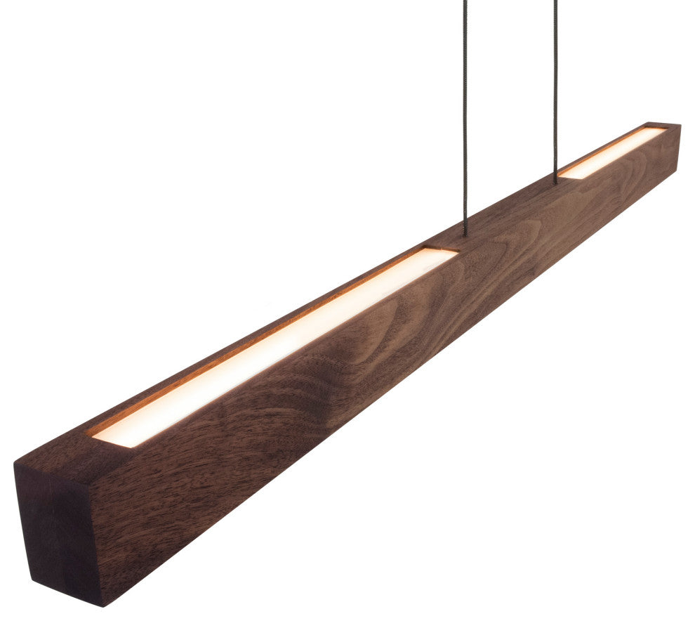 Una LED Linear Pendant 48" Walnut, Uplight/Downlight, 3000K, Dimmable