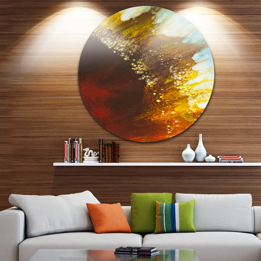 Blow Of Brown, Abstract Large Disc Metal Wall Art, 11"