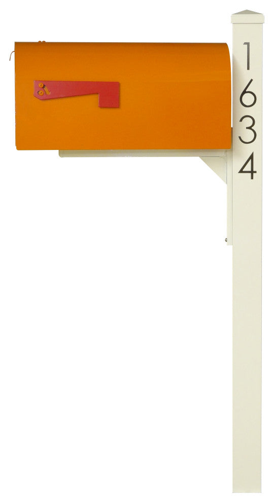Mid Modern Rigby Curbside Mailbox and Post, Orange