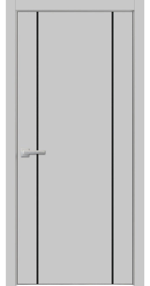 Solid French Door 24 x 84 | Planum 0016 Grey Matte with| Bathroom