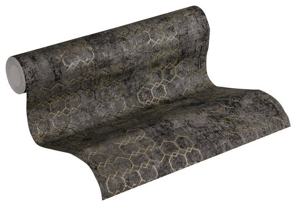Geometric Textured Wallpaper Featuring Honeycomb Pattern, 374246