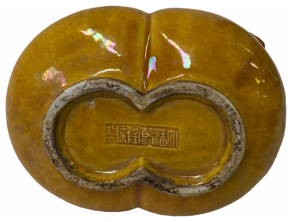 Handmade Chinese Ceramic Distressed Yellow Double Gourd Vase Hws1767