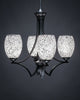 Zilo 4 Light Chandelier, Matte Black, 20.25x20.25x19.75, 5" Black Fusion Glass