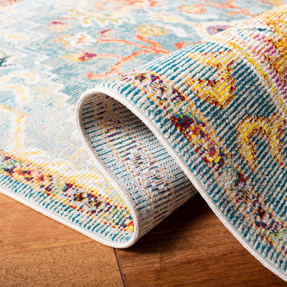 Safavieh Crystal CRS501K Rug, Orange/Teal, 9' X 9' Square