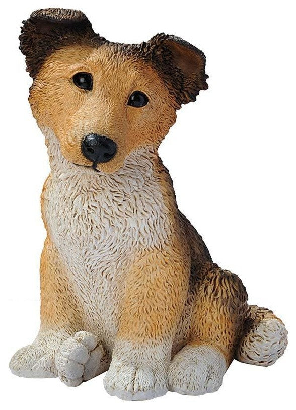 Brown Collie Puppy Dog Statue Sculpture Figurine