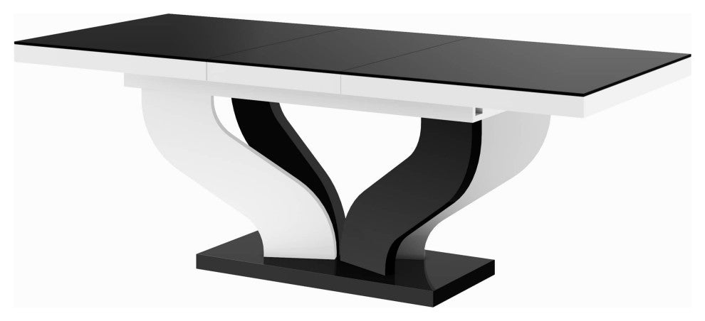 AVIVA Dining Table Set With 6 Chairs, Black/White/Blue