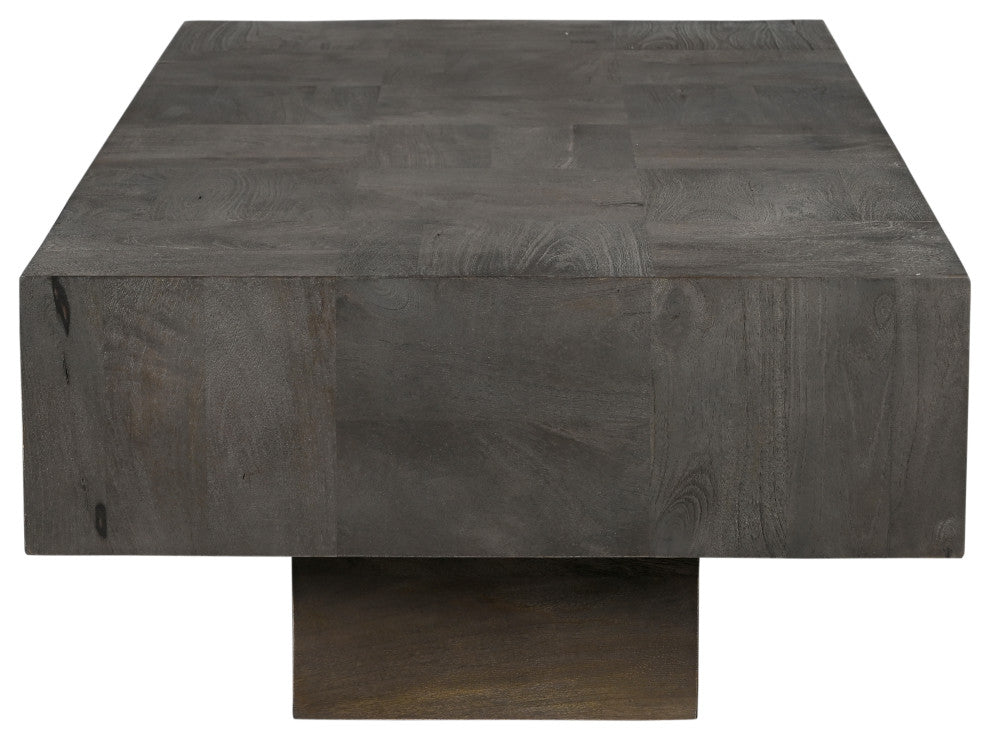 Camilla 2-piece Solid Wood Living Room Table Set, Dark Gray, Rectangular