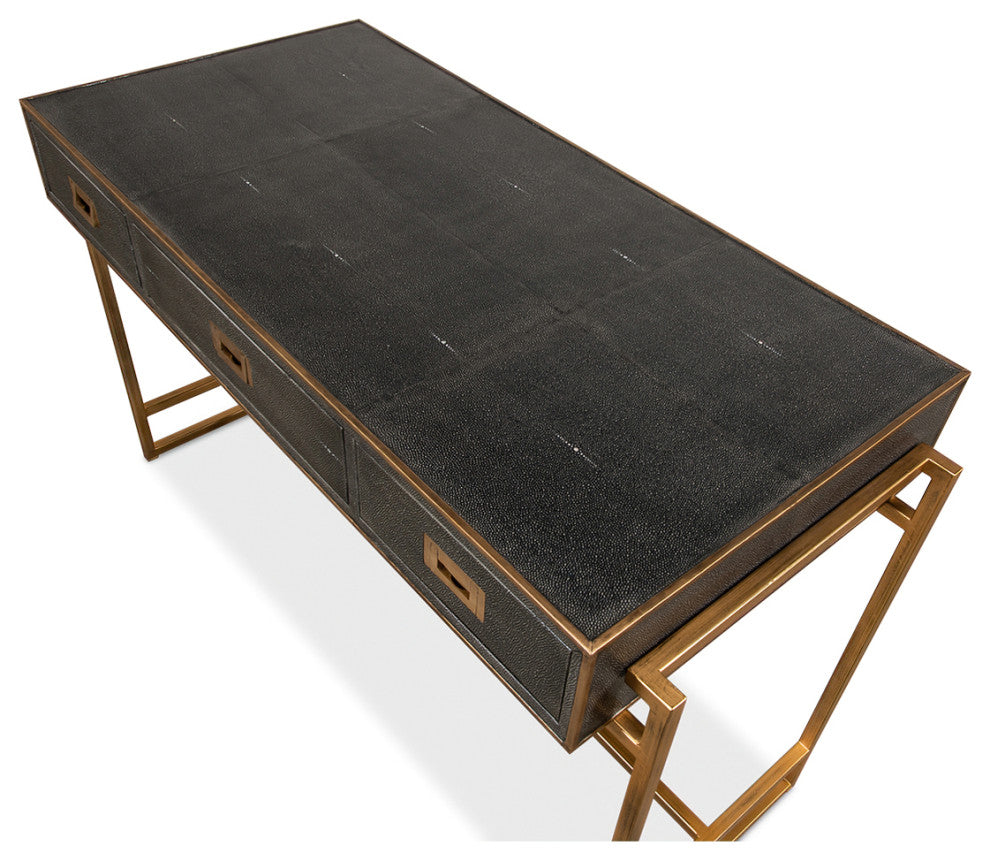 Modern Shagreen Leather Desk