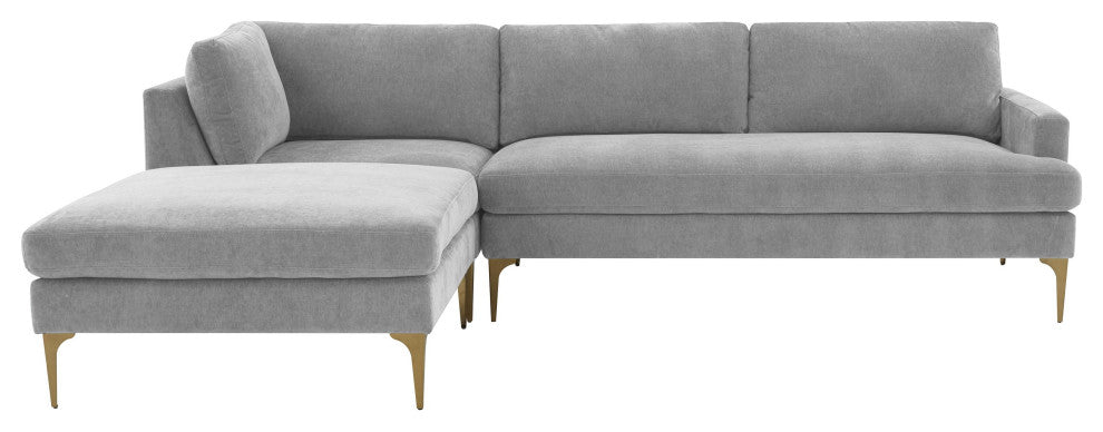 Serena Gray Velvet Left Arm Facing Chaise Sectional