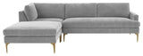 Serena Gray Velvet Left Arm Facing Chaise Sectional