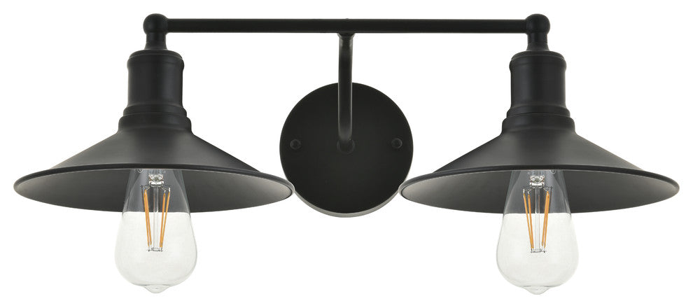 Black Finish 2-Light Wall Sconce