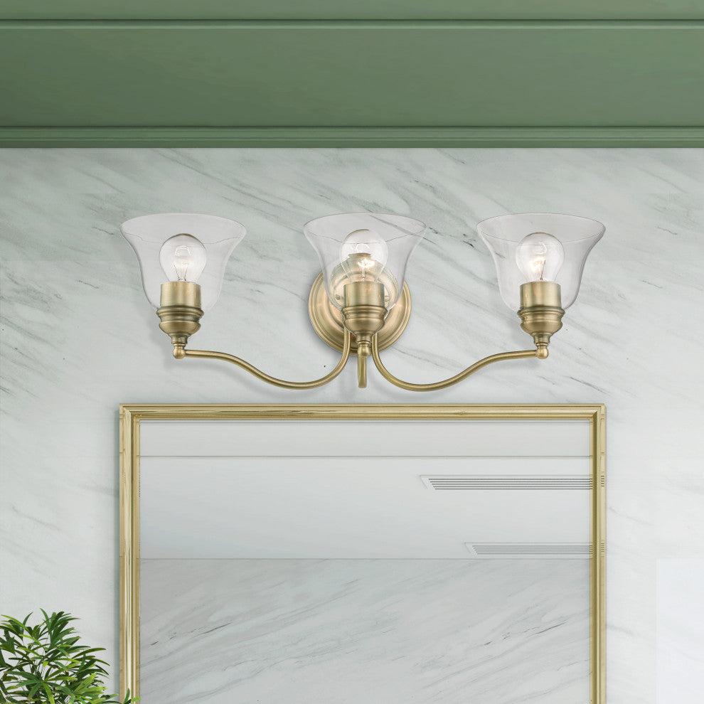 Moreland 3 Light Antique Brass Vanity Sconce