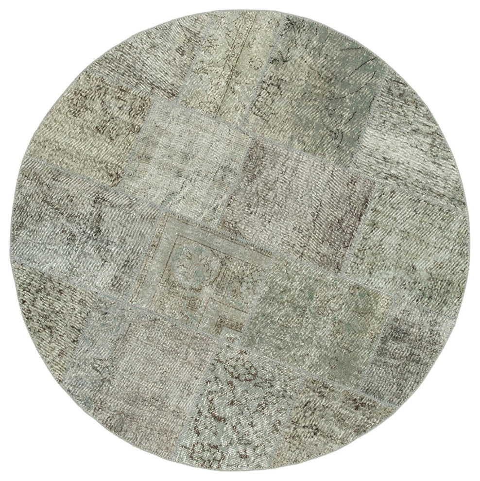 Rug N Carpet - Hand-Knotted Turkish 5' 11" x 5' 11" Vintage Round Patchwork Rug