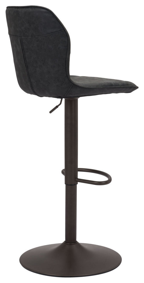 Bar Stool Chair Barstool, Faux Vinyl Leather, Steel, Vintage Black, Bronze
