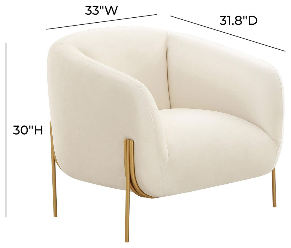 Kandra Cream Velvet Accent Chair