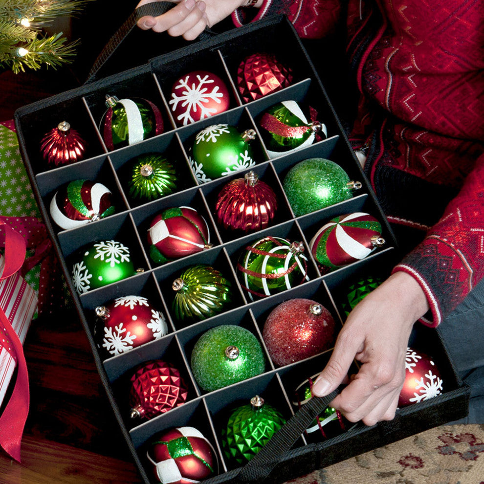 48" 3" Christmas Ornament Storage Box With Clear Lid