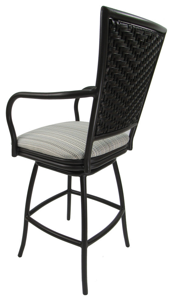 Set of 3, Outdoor/Indoor Swivel Bar Stools Erin, Natural Fun on Brown, 26"