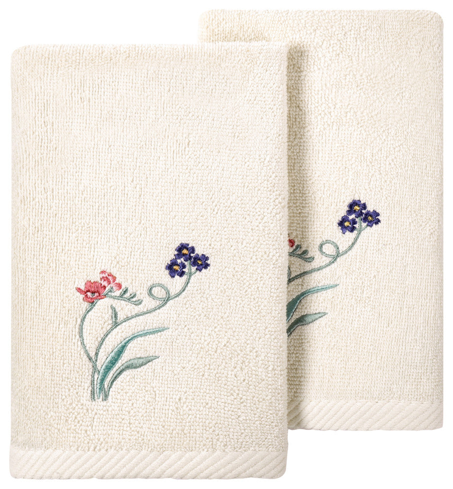 Linum Home Textiles 100% Turkish Cotton STELLA 2PC Emb Fingertip Towel Set