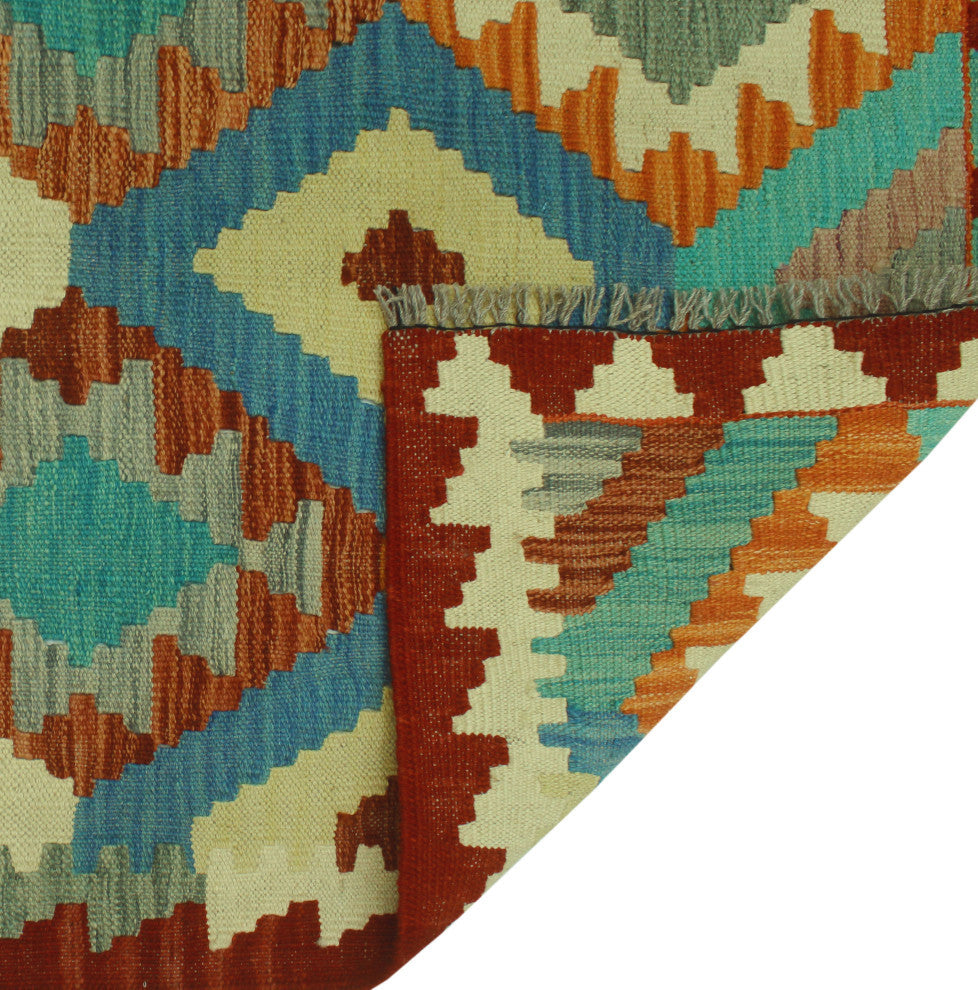 Sangat Kilim Abdulker Burgundy/Blue Runner, 2'10x12'6