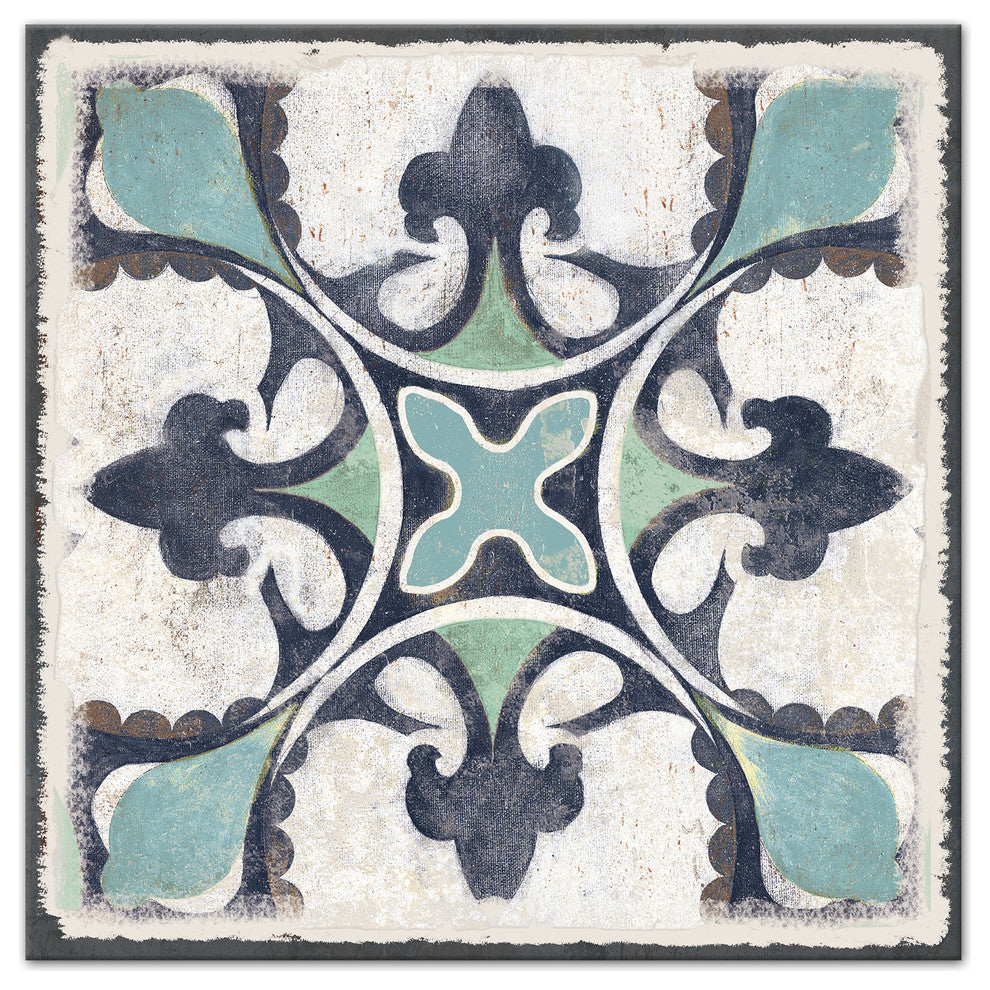 White Moroccan Tile Canvas Wall Art, 12x12