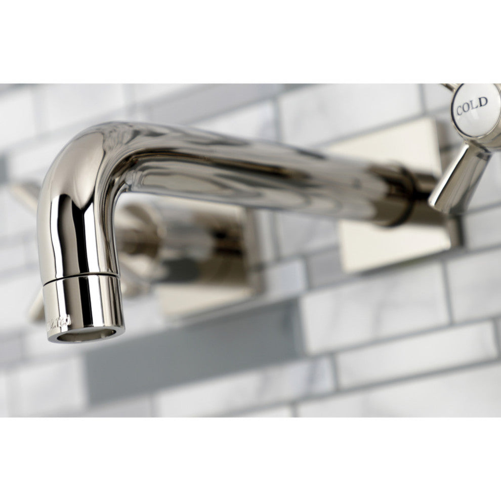 Kingston Brass KS6126ZX Two-Handle Wall Mount Bathroom Faucet, Polished Nickel