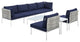 Harmony 8-Piece Sunbrella Basket Weave Outdoor Patio Aluminum Sectional Sofa Set