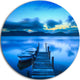 Cloudy Blue Sky With Pier, Seascape Photo Disc Metal Wall Art, 23"