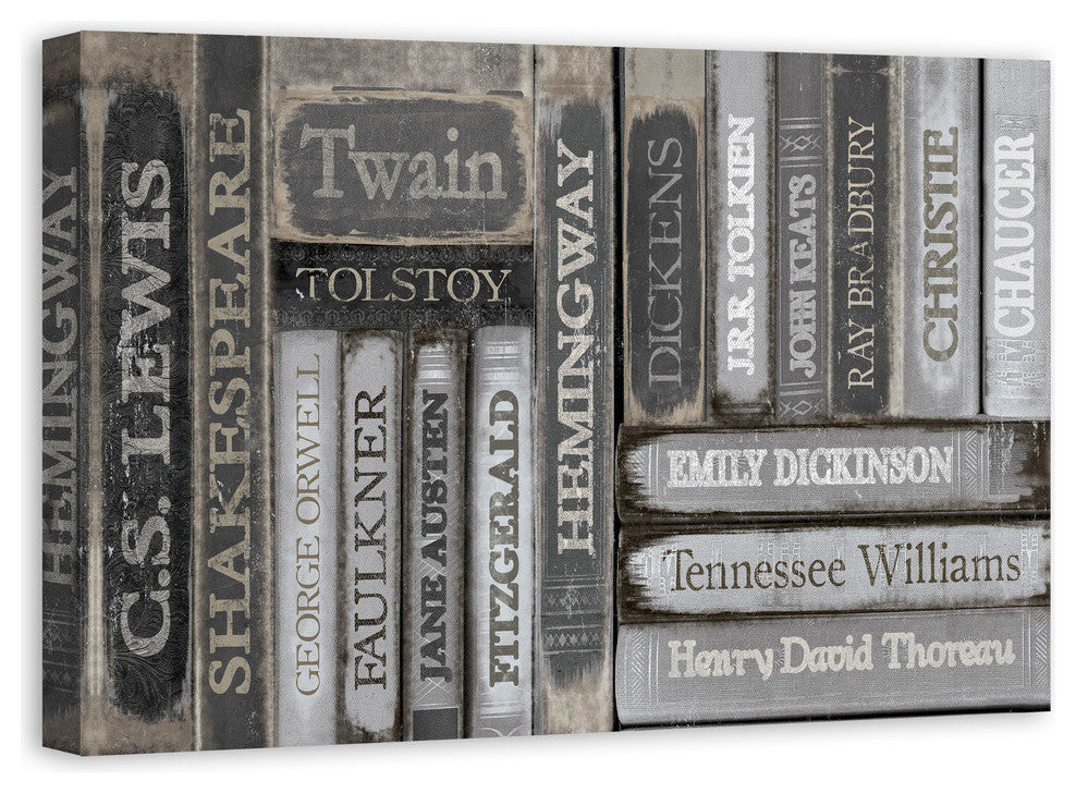 Famous Authors Books Canvas Wall Art, 24"x36", Unframed