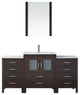 Virtu Dior 64" Single Bathroom Vanity, Espresso, Polished Chrome Faucet, Mirror