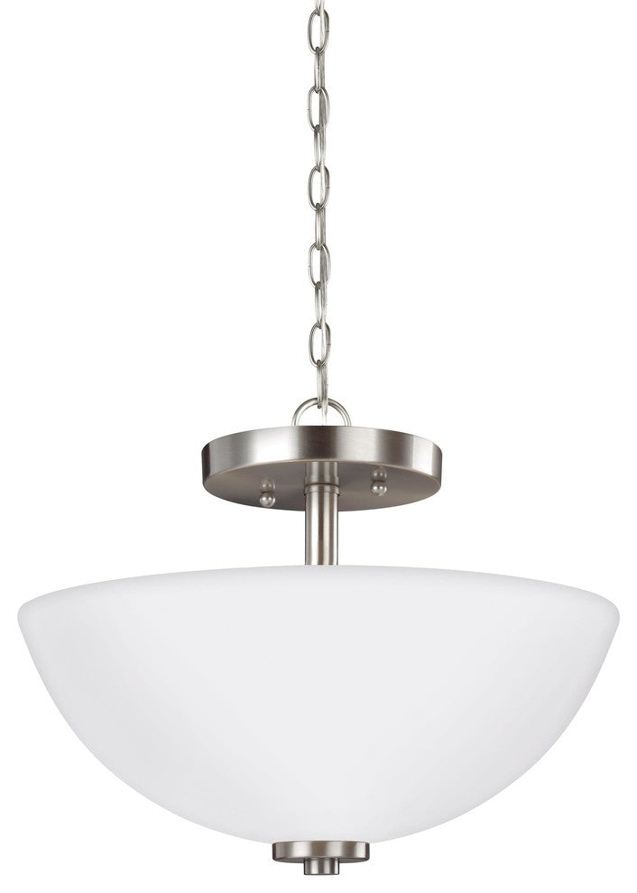 Generation Lighting 2-Light Semi Flush Convertible Pendant, Brushed Nickel