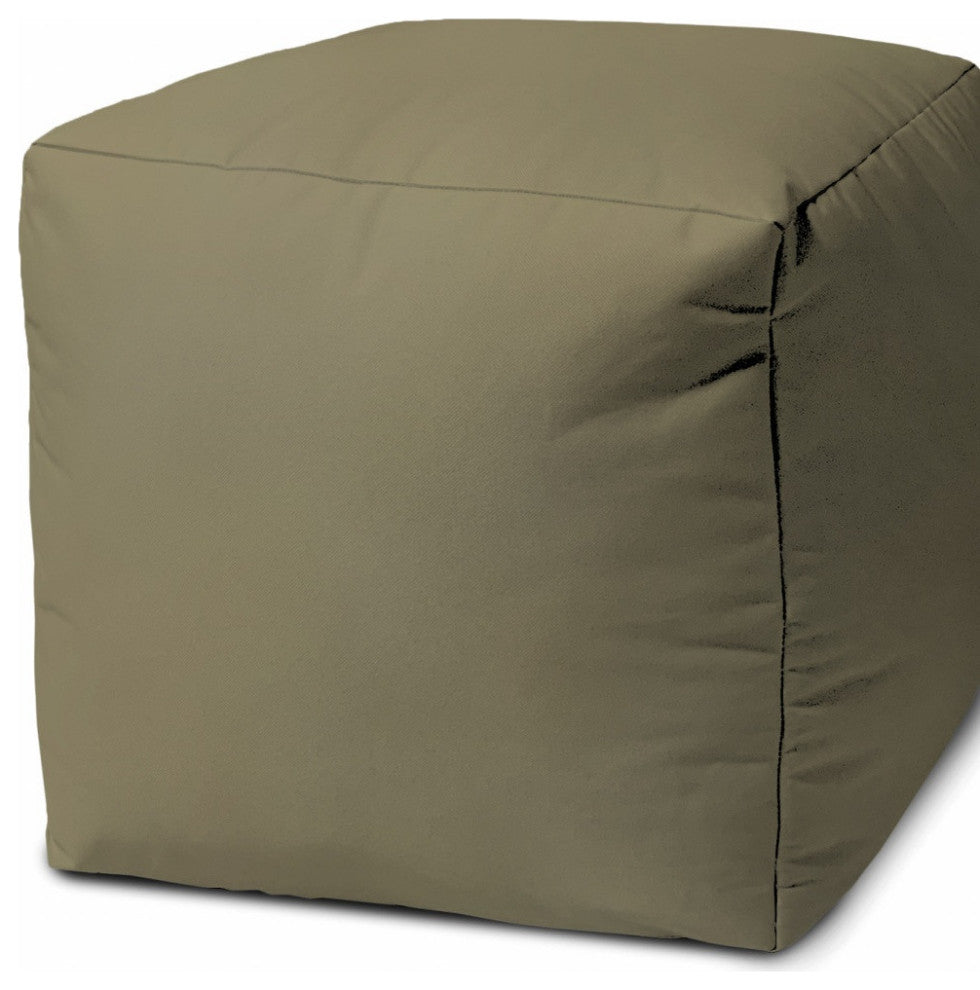 17  Cool Dark Tan Khaki Solid Color Indoor Outdoor Pouf Ottoman