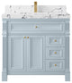 Paris 36" Center Sink Bathroom Vanity, Blue Heather 2" Viola Night
