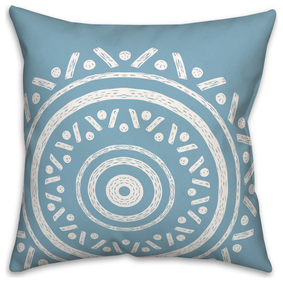 Simple Blue Boho Circle 18x18 Indoor/Outdoor Pillow